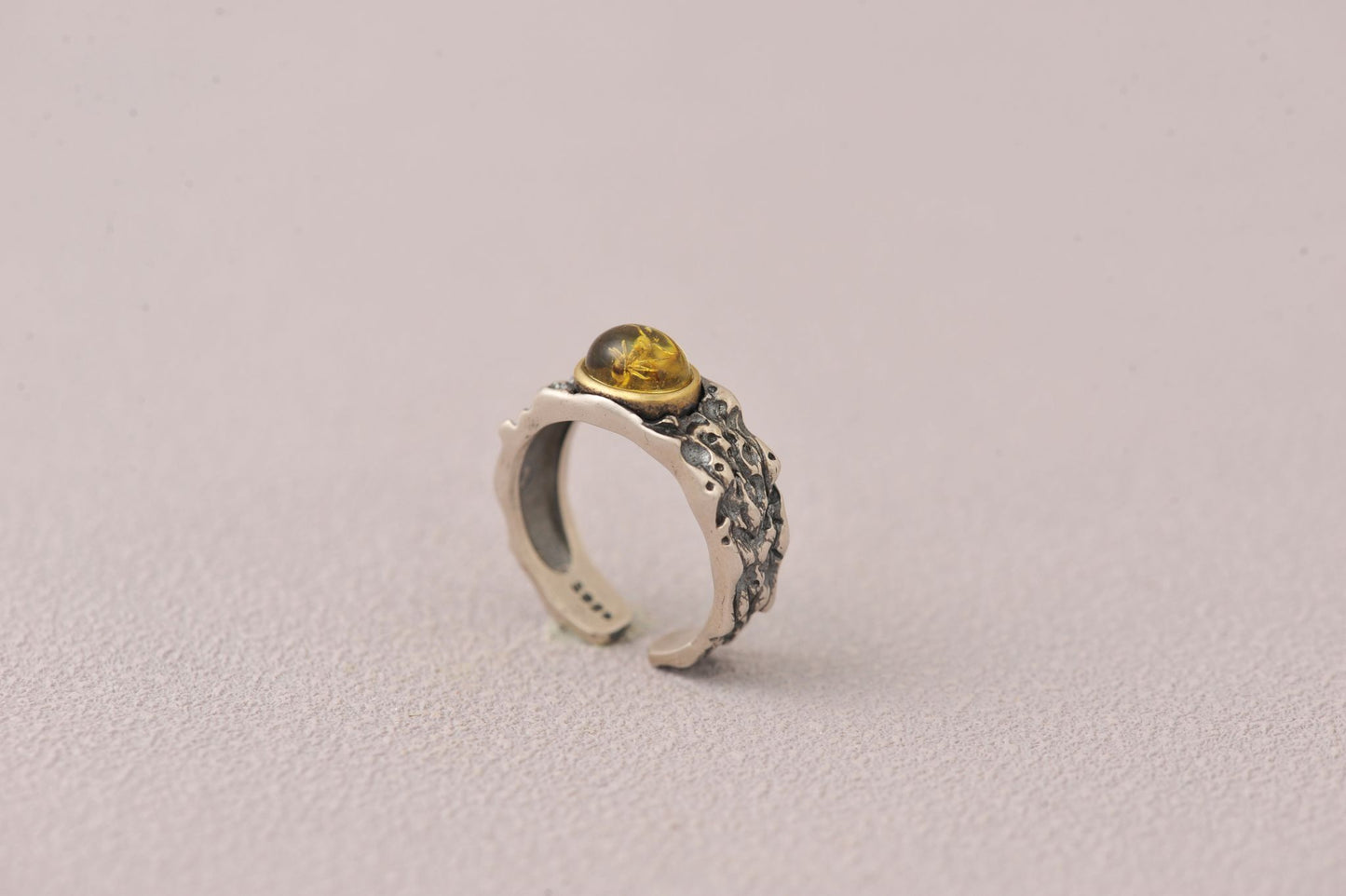 Insect Messenger in Time Loop Amber Ring