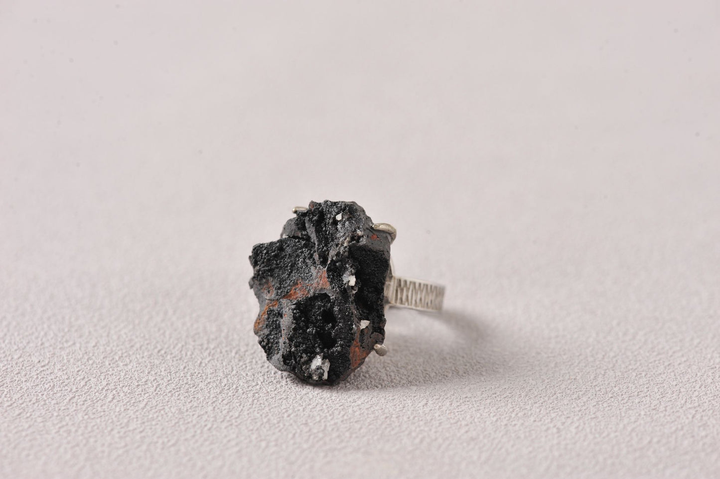 Raw Hematite Gemstone Ring