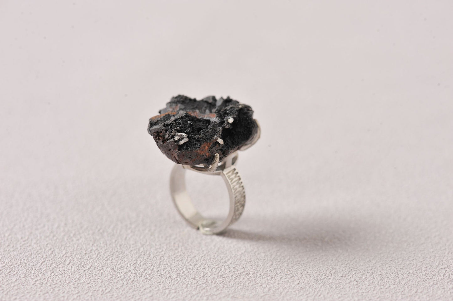 Raw Hematite Gemstone Ring
