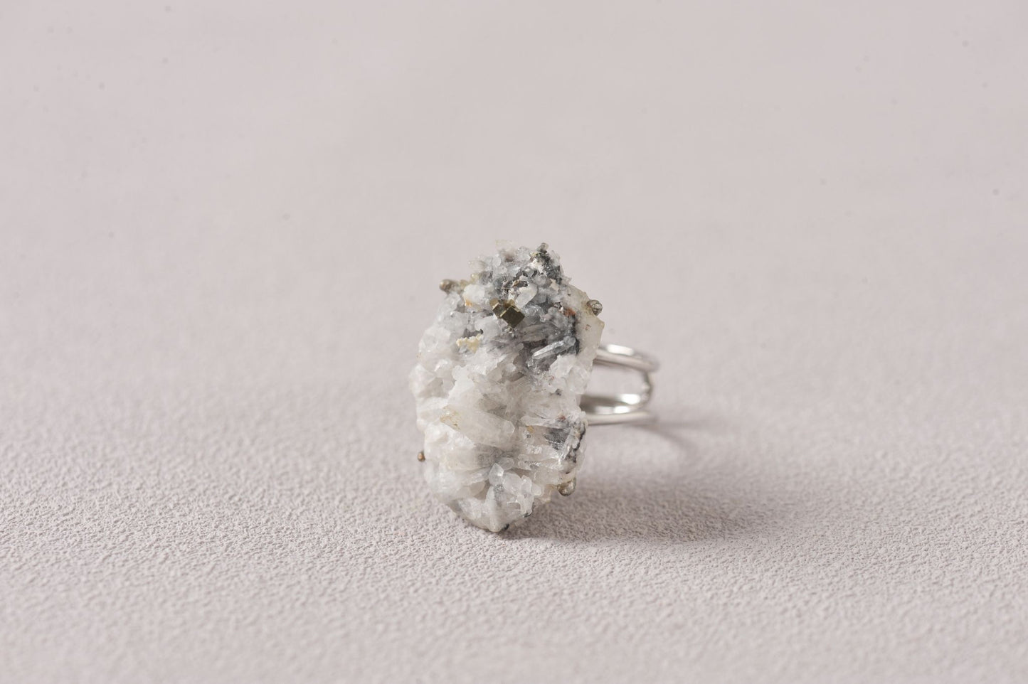 Pyrite on Quartz Manifest Specimen Ring