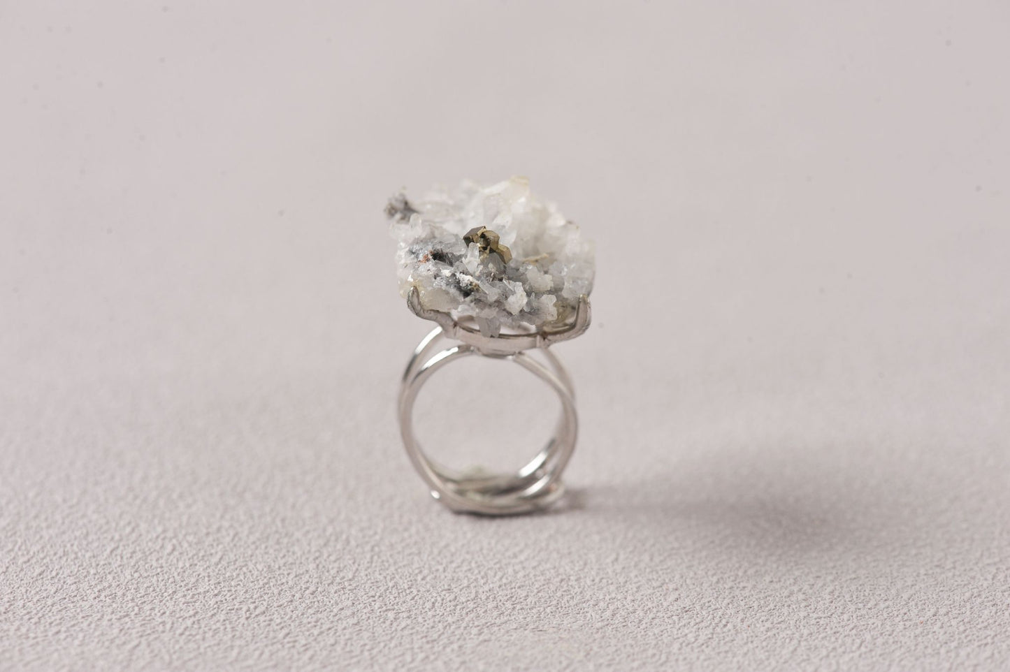 Pyrite on Quartz Manifest Specimen Ring