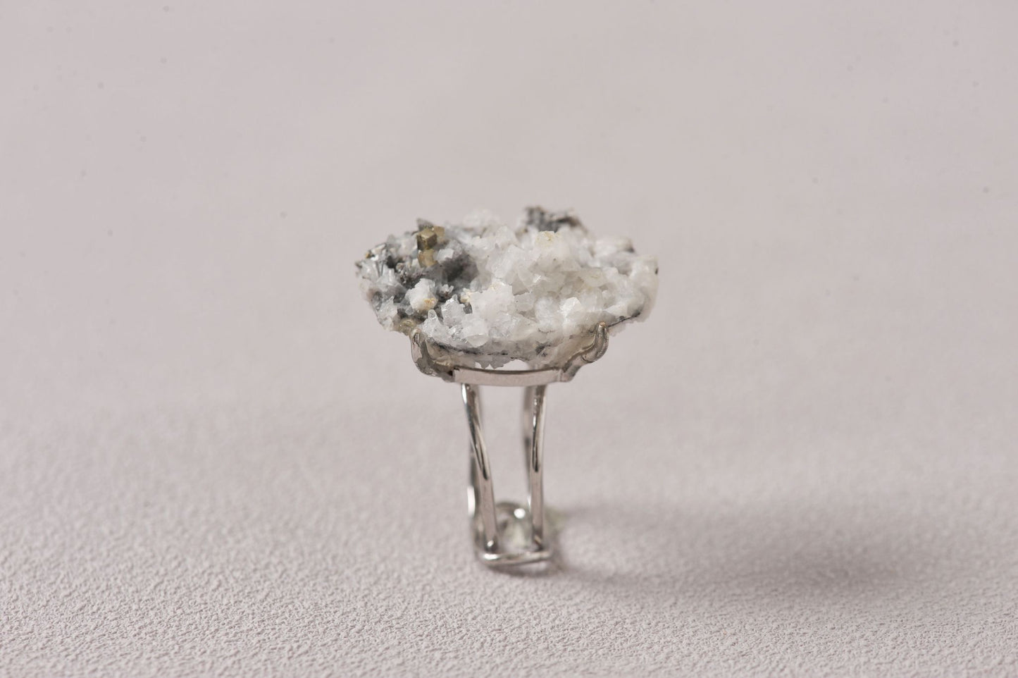 Pyrite on Quartz Manifest Specimen Ring