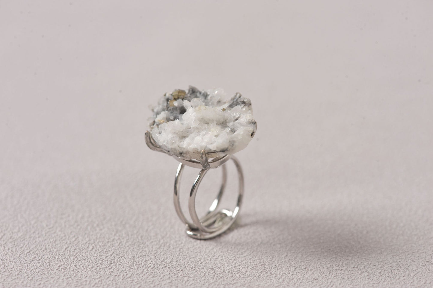 Pyrite on Quartz Manifest Specimen Ring