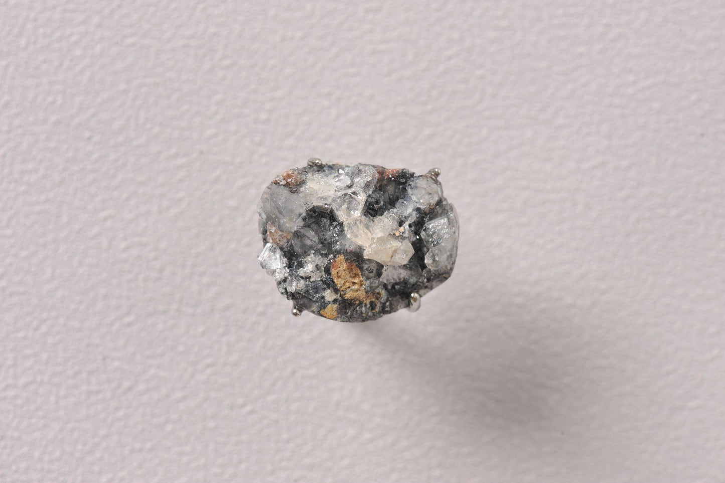 Apophyllite on Black Chalcedony Coral Matrix Ring