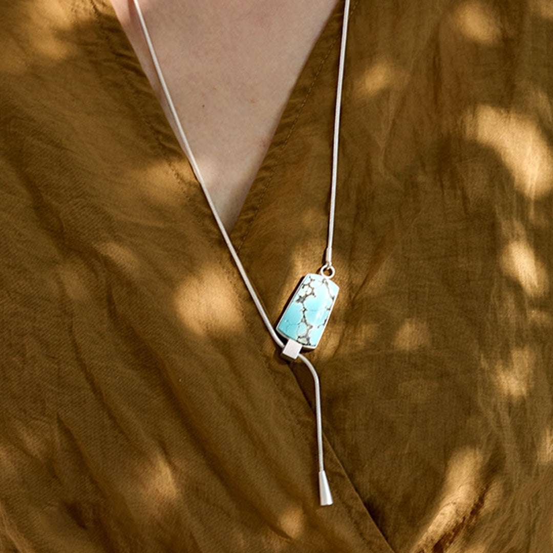 Good Fortune Natural Turquoise Adjustable Lariat Necklace