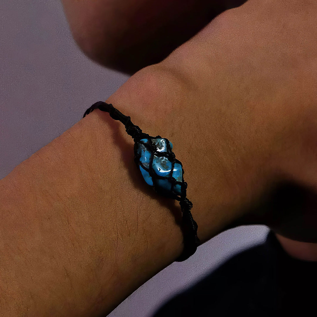 Turquoise Adjustable Handcrafted Wax Rope Bracelet