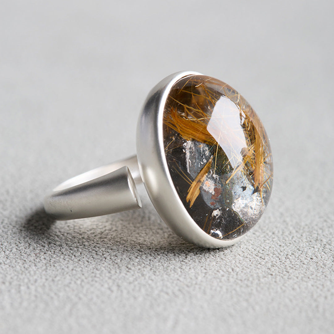 Adventure Spirit Symbiotic Rutilated Quartz and Titanium Mica Ring