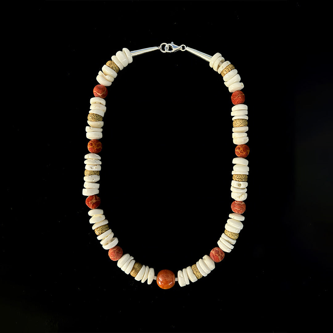 Ancient Shell  Red Jasper Necklace