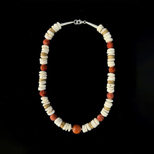 Ancient Shell  Red Jasper Necklace