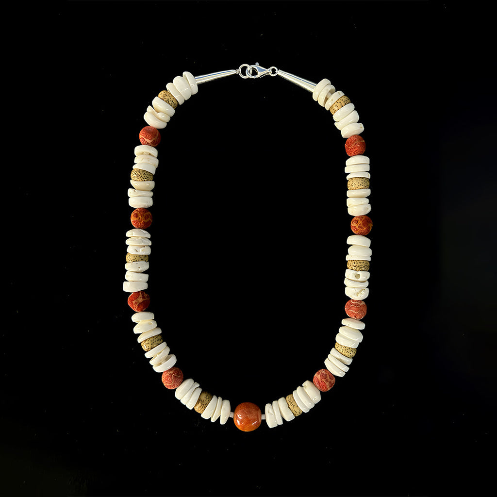 Ancient Shell  Red Jasper Necklace