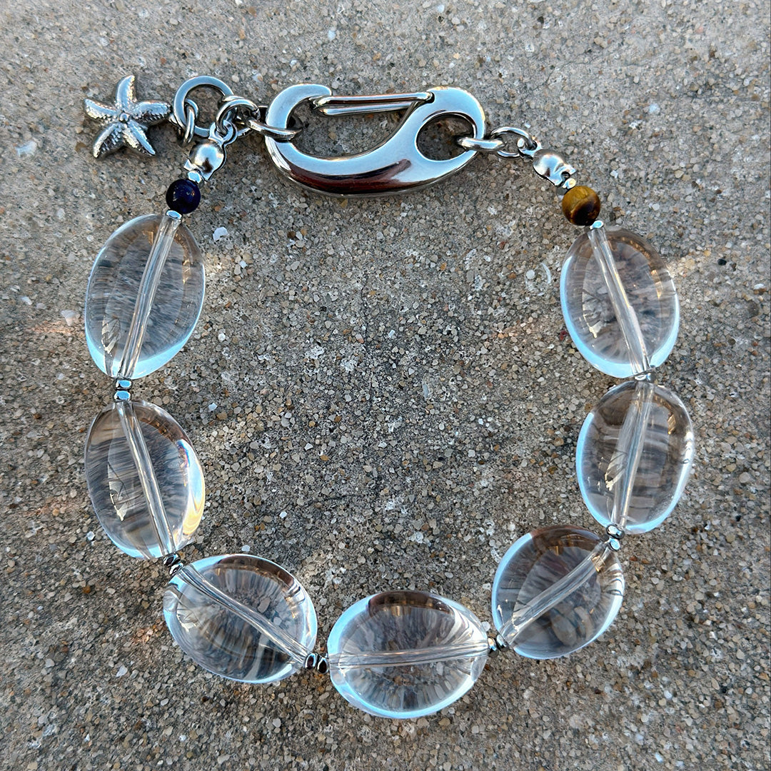 Nature Healing Brazilian Clear Quartz Pebble Jewelry Set
