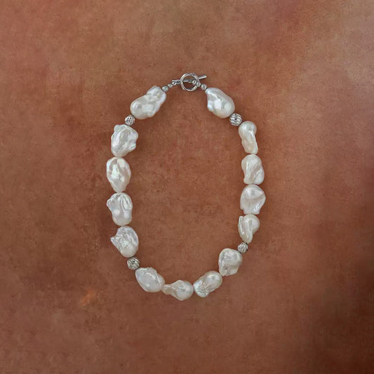 Baroque Pearl Chunky Statement Beaded18K White Gold Plated Silver Choker