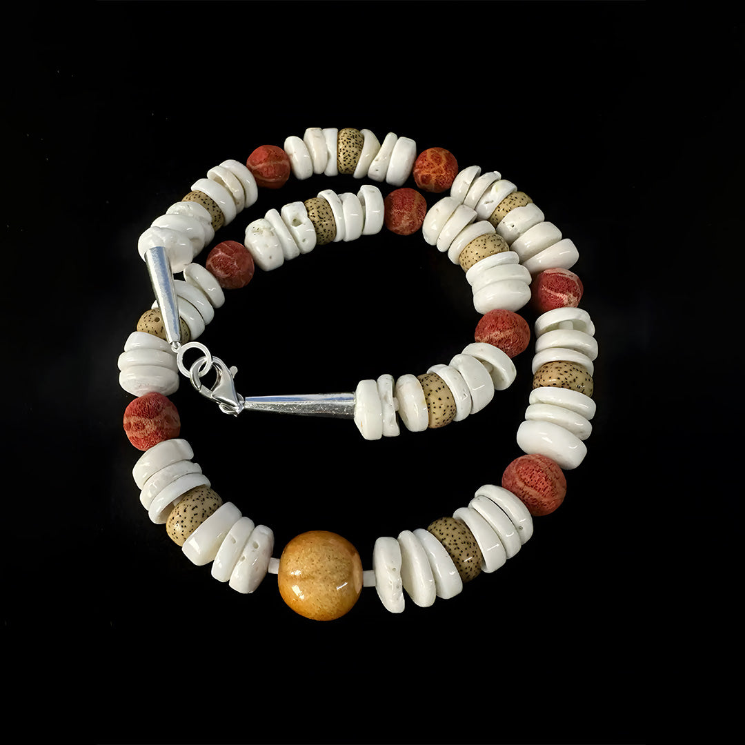 Ancient Shell  Red Jasper Necklace