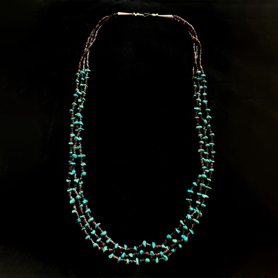 Turquoise Triple Seed Bead Necklace