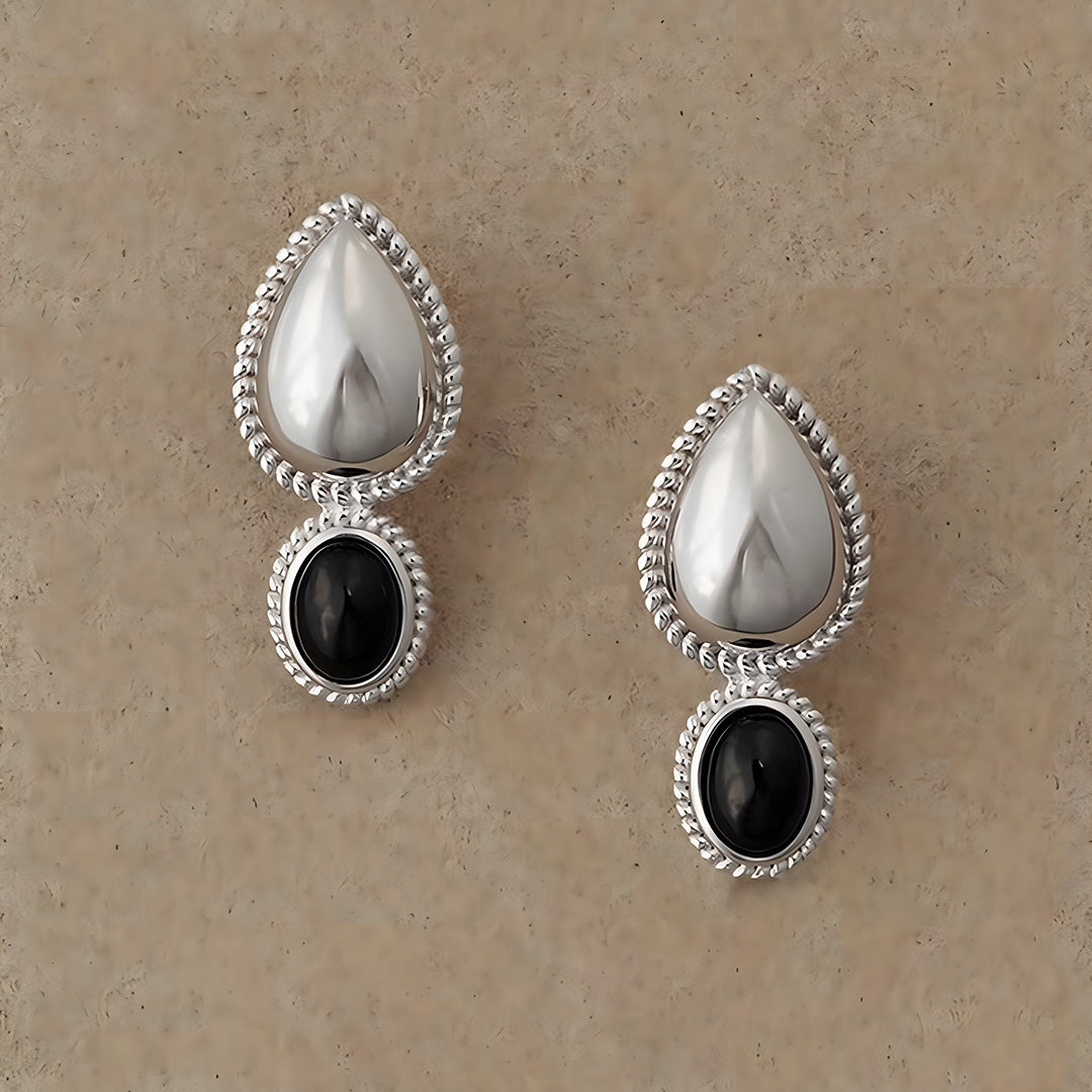 Tiger’s Eye Modern 18K White Gold Plated Earrings