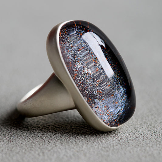 Blue Galaxy Premium Rare Symbiotic Quartz Ring