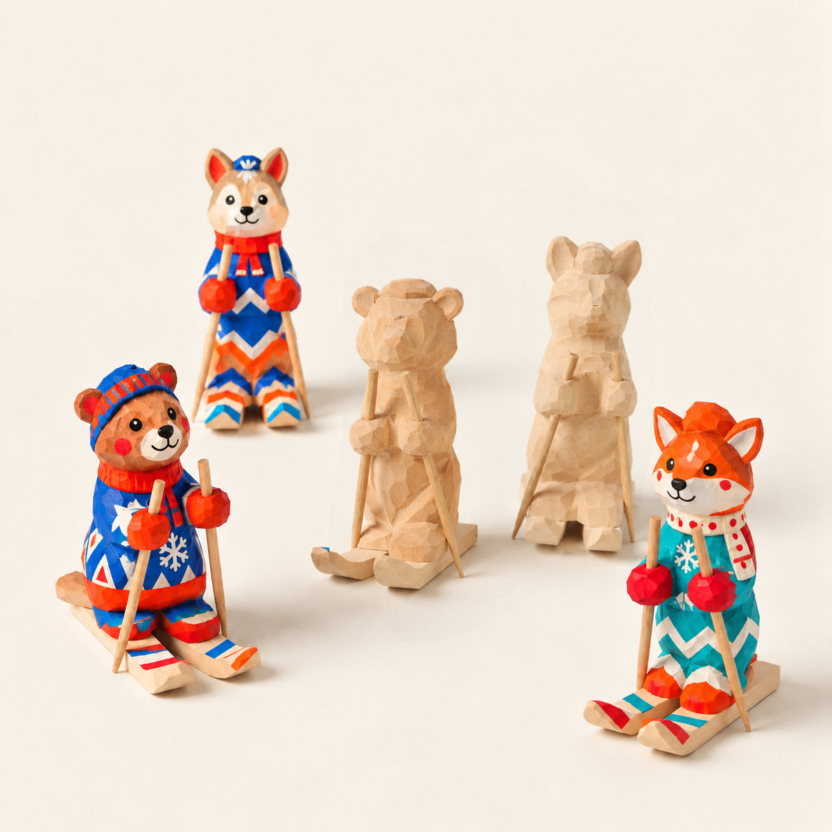 DIY Wooden Skiing Animal Painting Kit