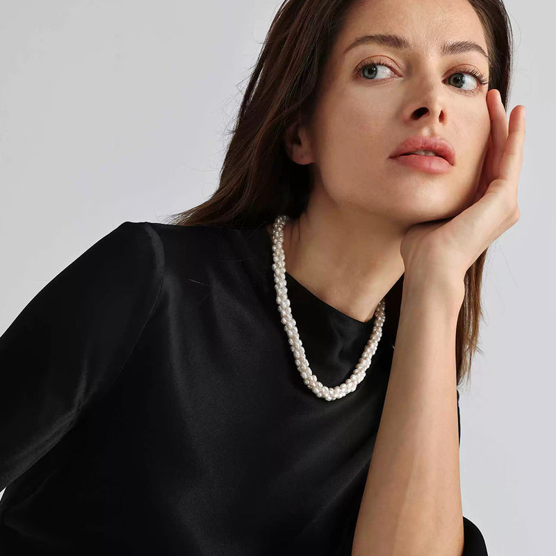 Unique Woven Barrel Freshwater Pearl Necklace