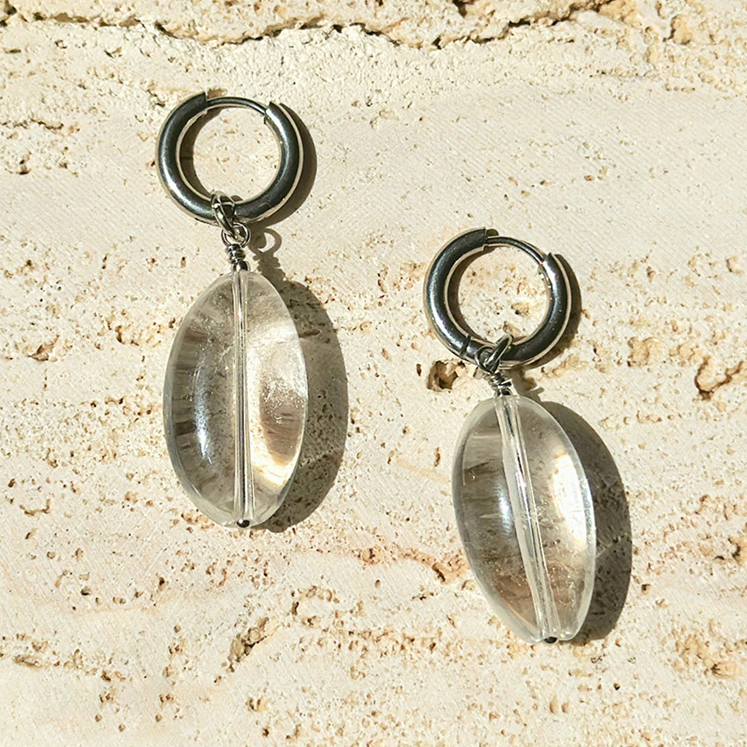Nature Healing Brazilian Clear Quartz Pebble Jewelry Set