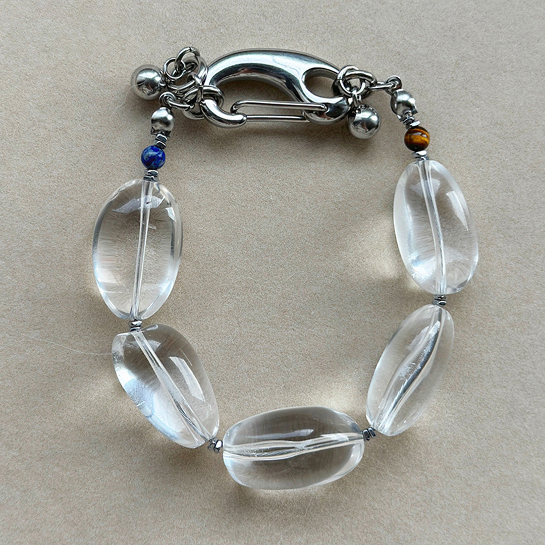Nature Healing Brazilian Clear Quartz Pebble Jewelry Set