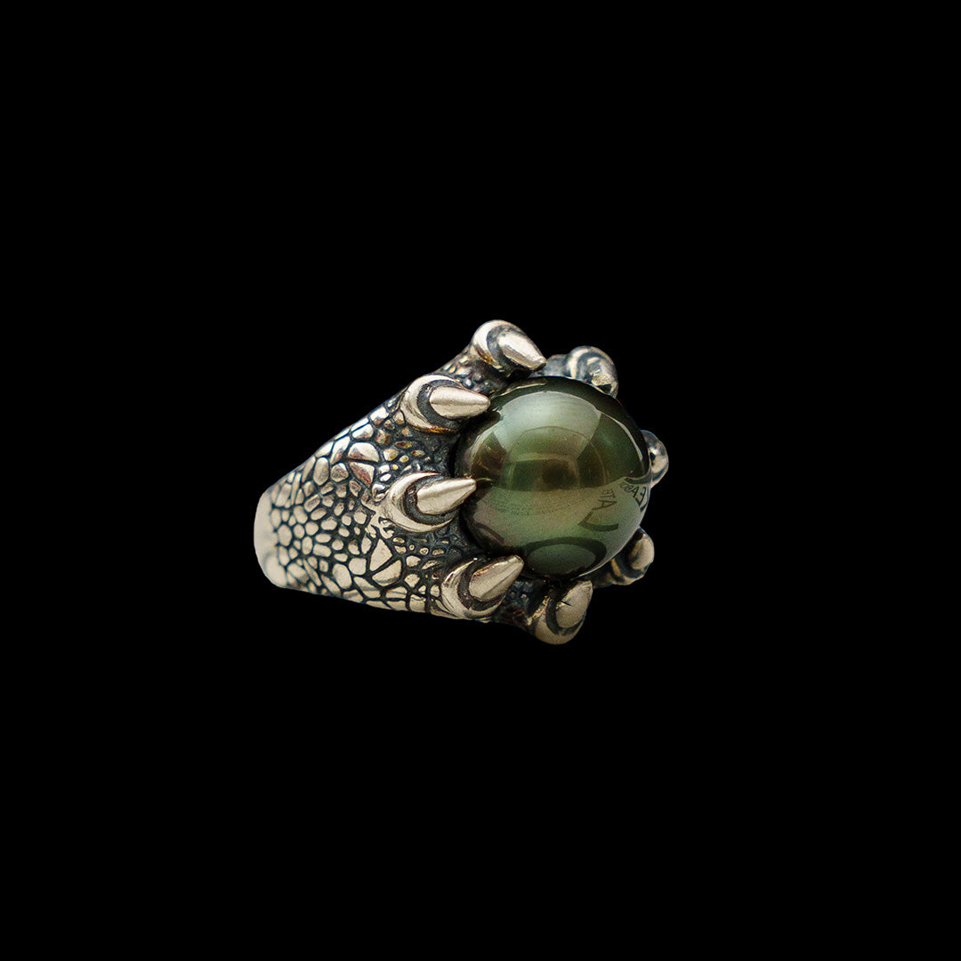 Dragon Claw Natural Tahitian Pearls Silver Ring