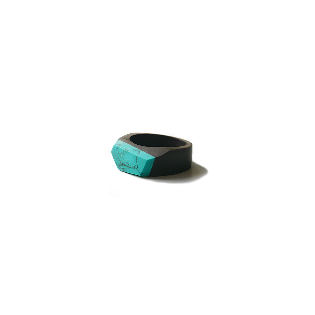 Geometric Turquoise  Ebony Ring