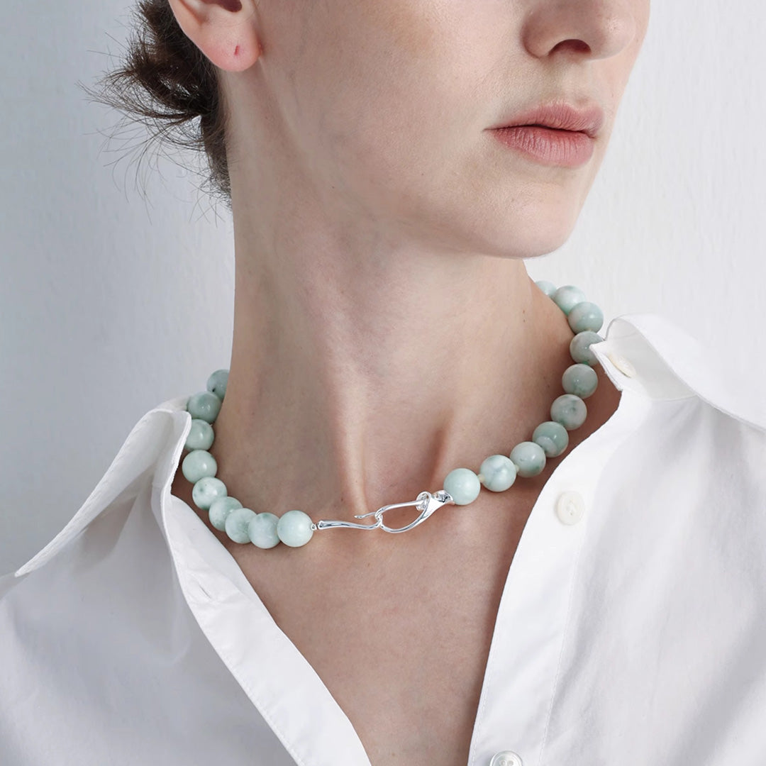 Australian Green Jade Beaded Necklace