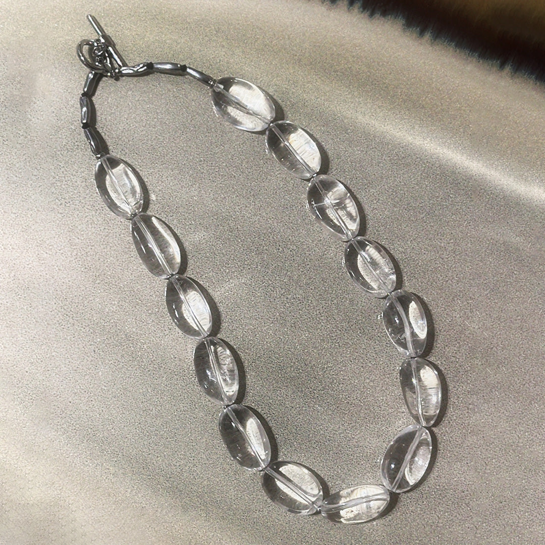 Nature Healing Brazilian Clear Quartz Pebble Jewelry Set