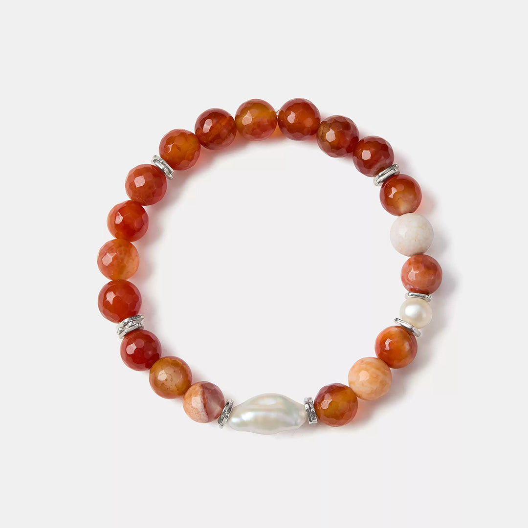 Nature Agate Baroque Freshwater Pearl Bead Necklace Jewelry Set