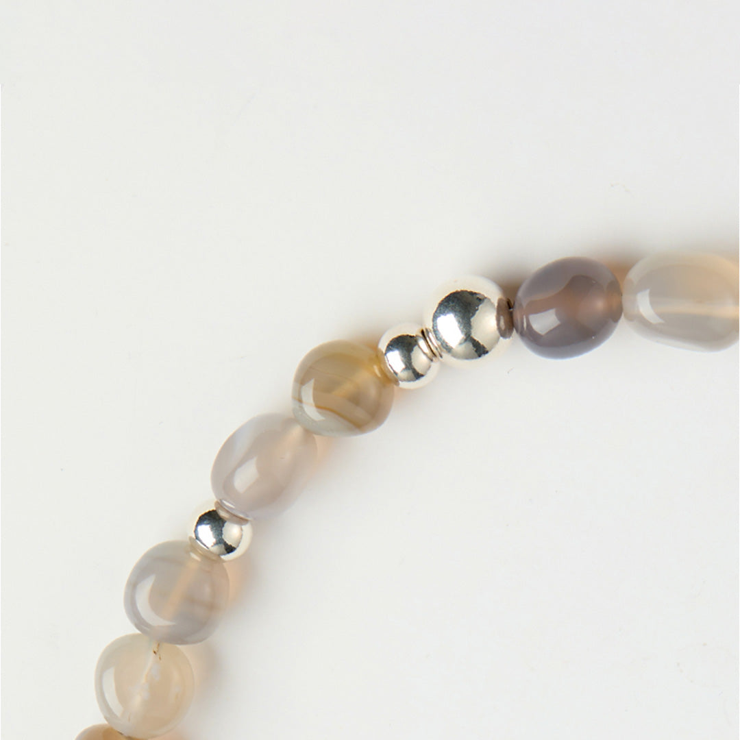 Earth Tone Gray Agate Beaded Necklace