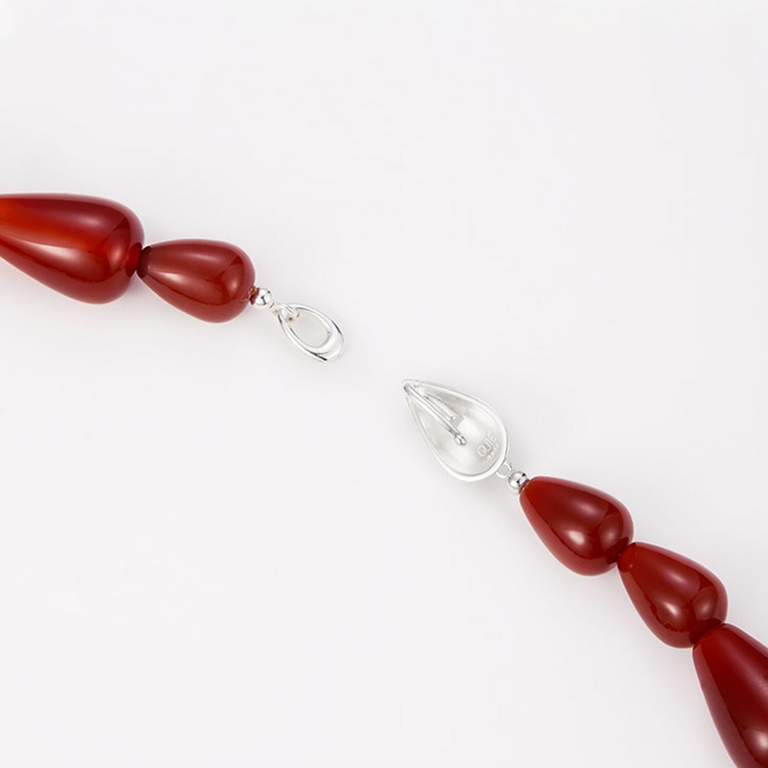 Minimalist Gradient Red Onyx  Bead Choker Jewelry Set