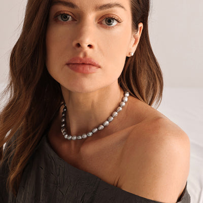 Moonlight Gray Pearl Drop Necklace