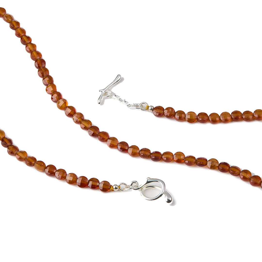 Long Gold Garnet Strand Necklace