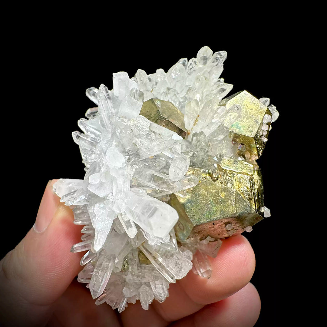 140g Golden Pyrite Coated Natural Clear Quartz Cluster - Myanmar
