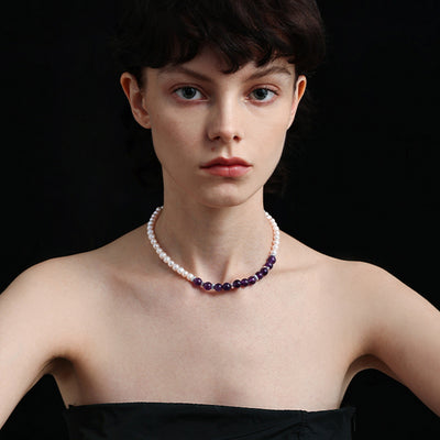 Elegant Amethyst & Freshwater Pearl Necklace