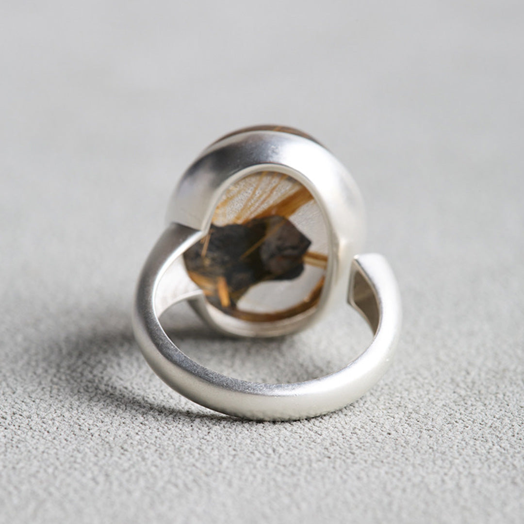 Adventure Spirit Symbiotic Rutilated Quartz and Titanium Mica Ring