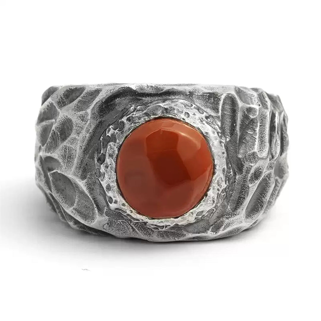 Adventure Spirit Natural South Red Agate Silver Ring