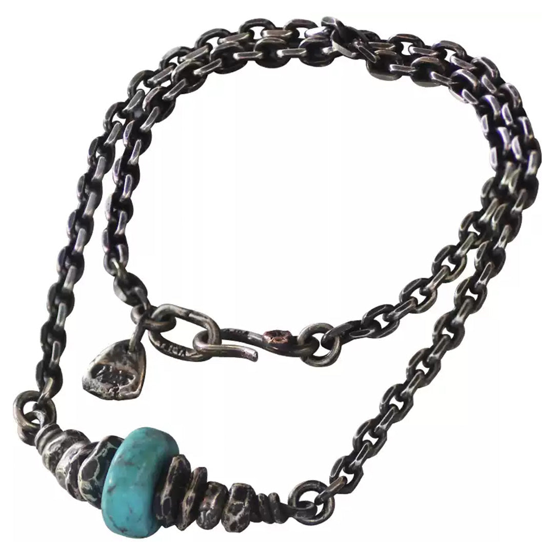 Primal Force American Turquoise Silver Necklace