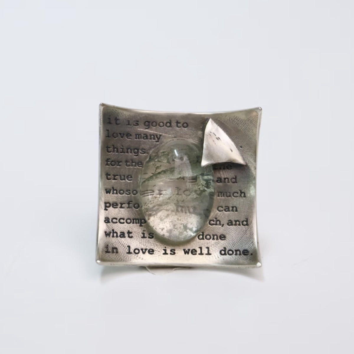 Letters of Love Custom Engraved Clear Quartz Ring for Your Precious Words