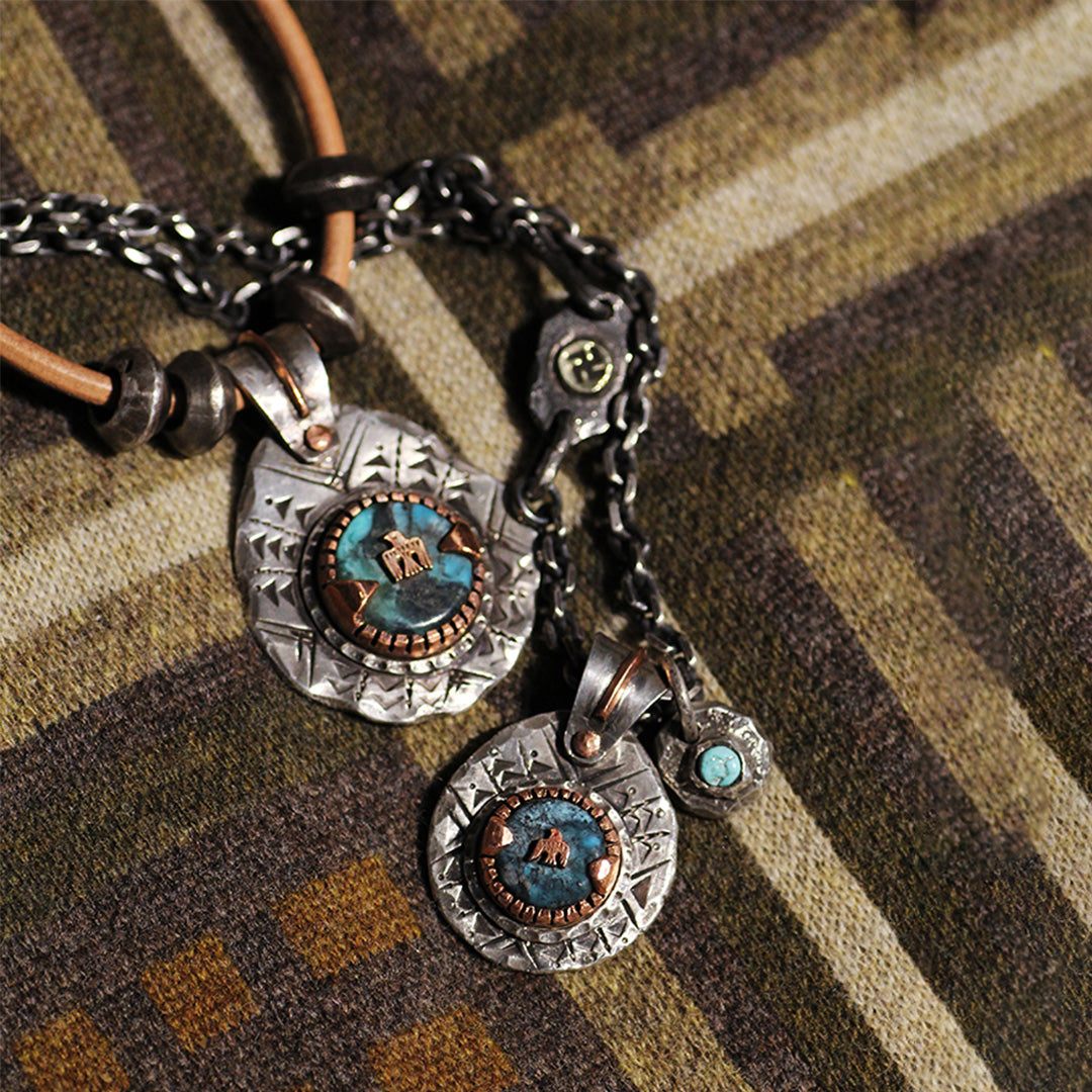 Eternal Sky Custom Engraved Native Turquoise Silver Pendant