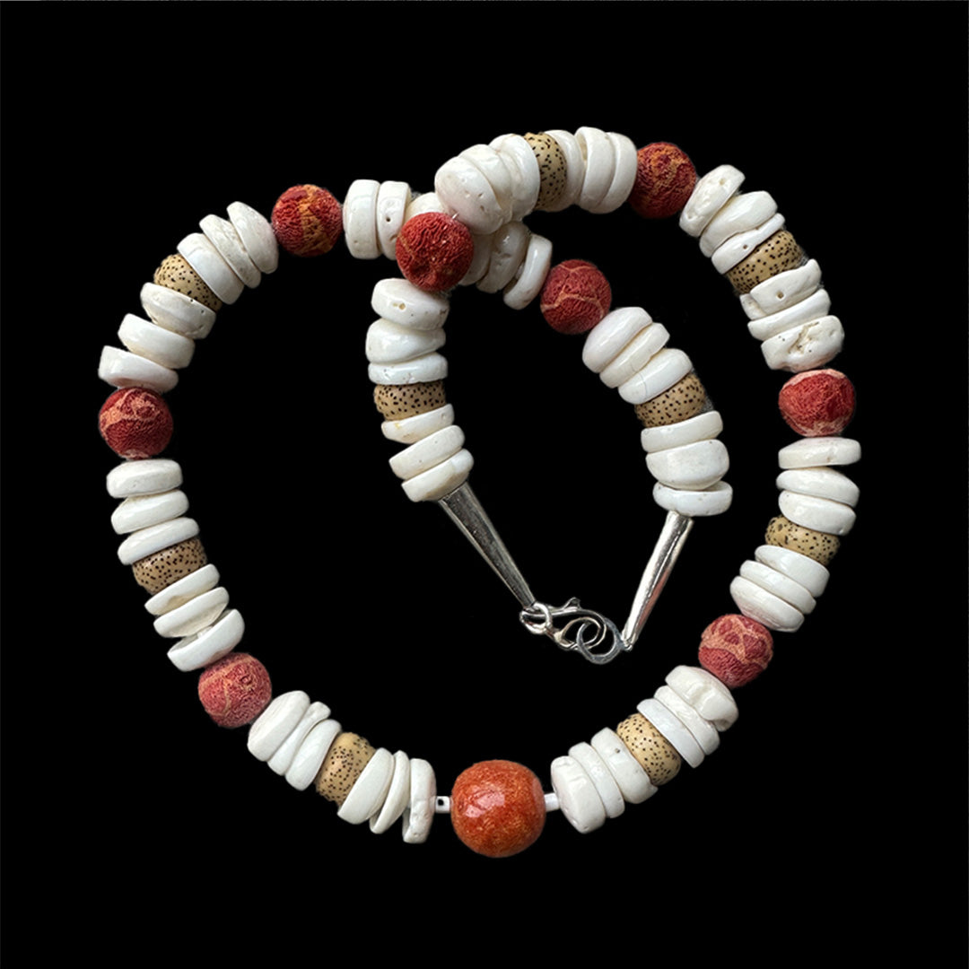 Ancient Shell  Red Jasper Necklace