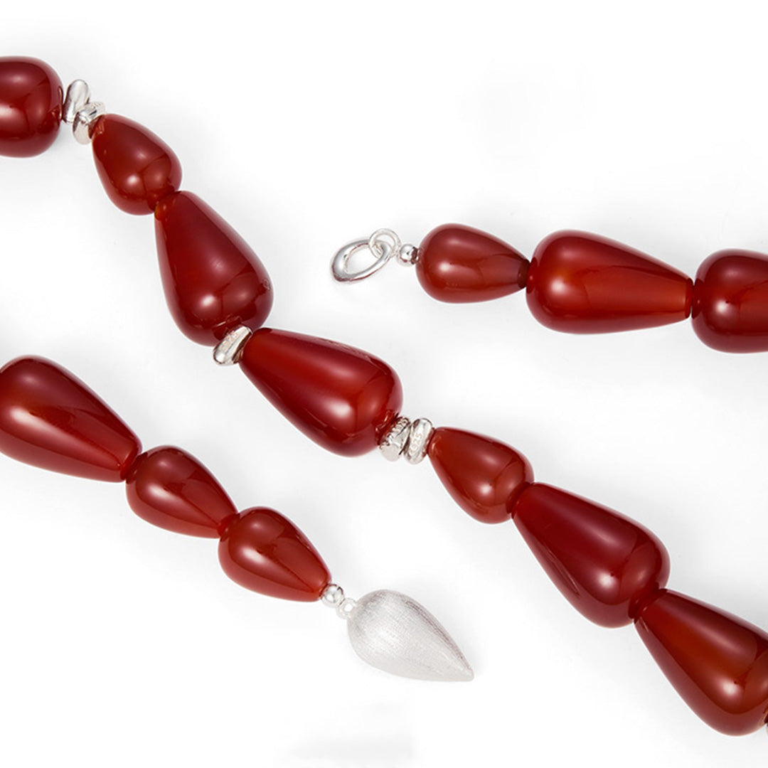 Minimalist Gradient Red Onyx  Bead Choker Jewelry Set