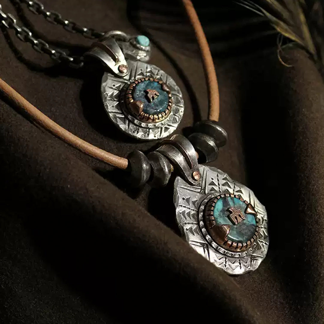 Eternal Sky Custom Engraved Native Turquoise Silver Pendant