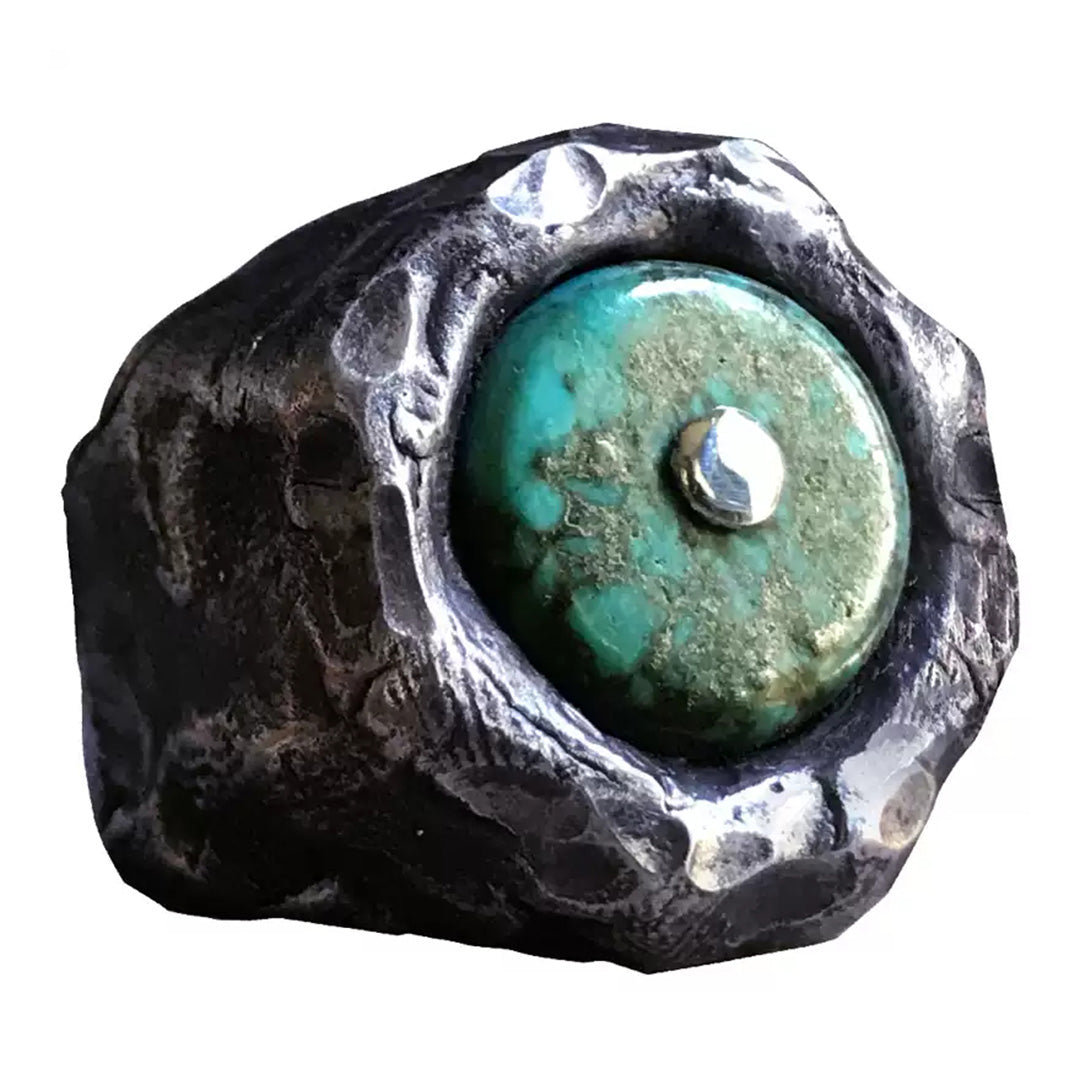 Outlaw Spirit Heavy Silver Turquoise Personalized Engraving Name Ring