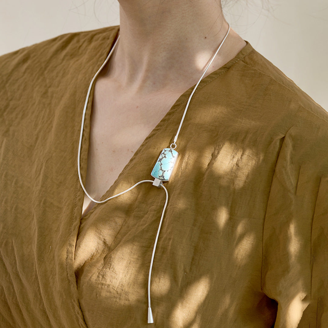 Good Fortune Natural Turquoise Adjustable Lariat Necklace