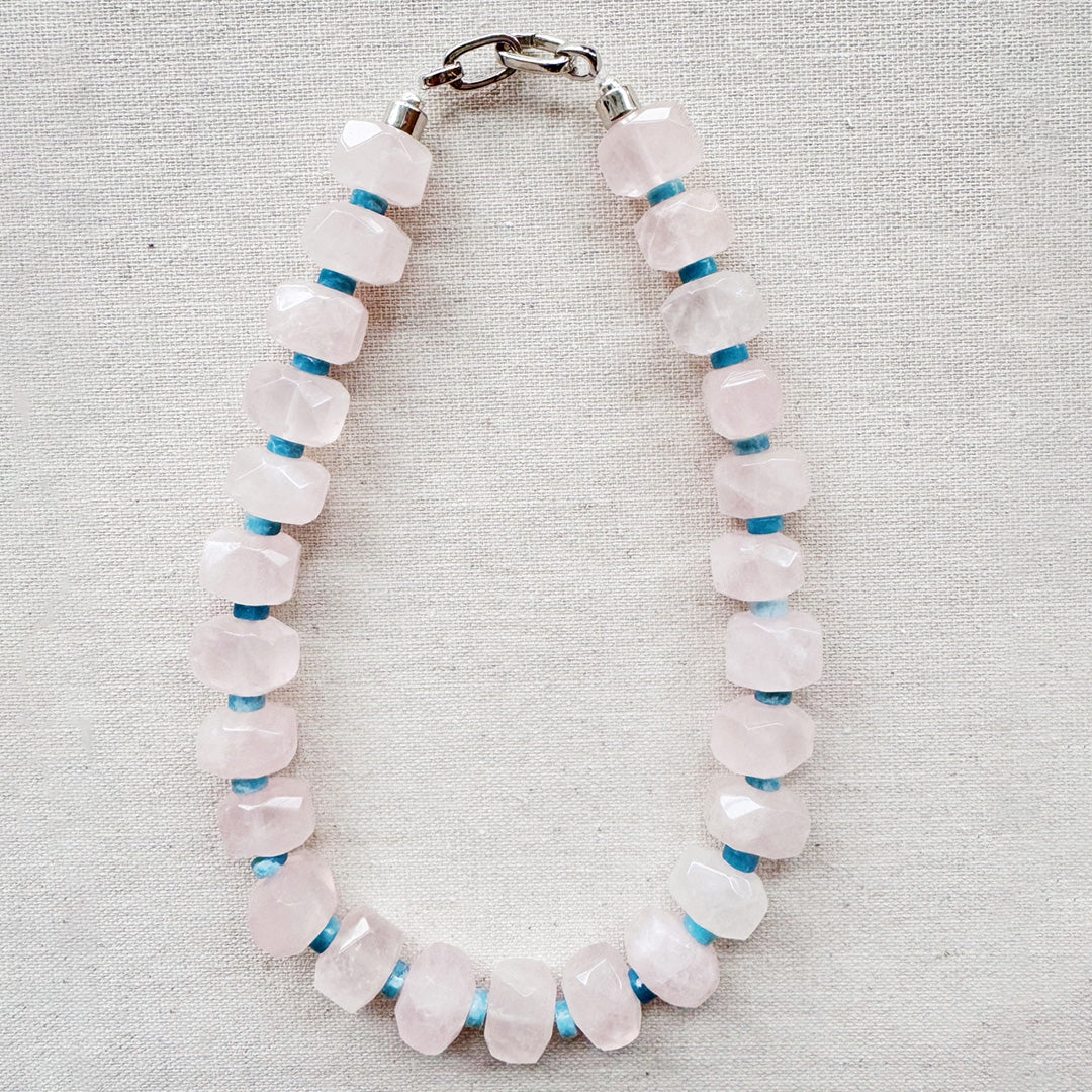 Pastel Romance Rose Quartz Beaded Necklace