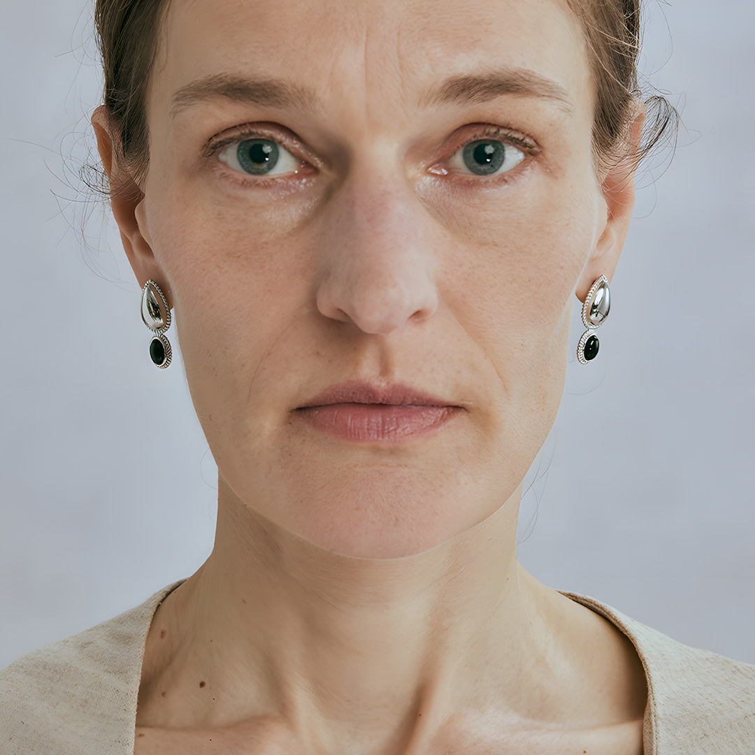 Tiger’s Eye Modern 18K White Gold Plated Earrings