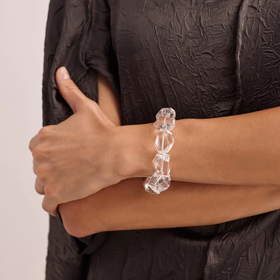 Natural Irregular Clear Quartz Bead Bracelet