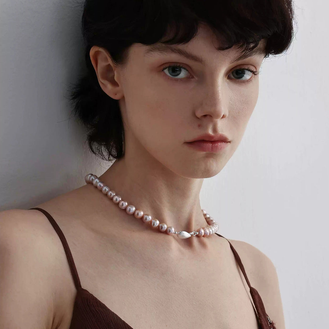 Romantic Pink Pearl Drop Necklace