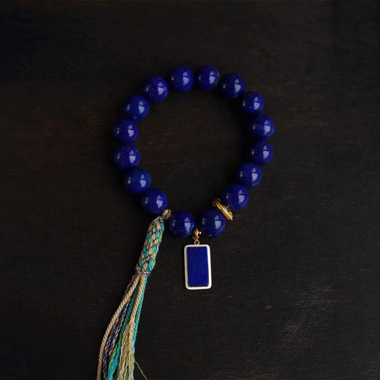 Luck Boosting- Lapis Lazuli with Handmade Tassel Bracelet